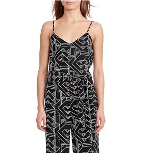 NWT Ralph Lauren Geo-Print Crepe Jumpsuit
